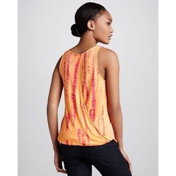 SPLENDID Boho Chic TIE DYE Slub ST.TROPEZ  Knit TOP Open Back CROSSOVER Rayon S - Picture 2 of 4